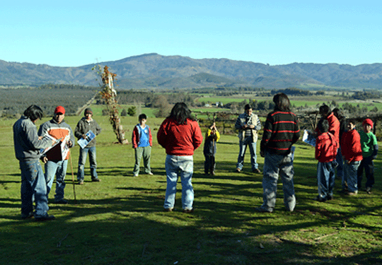 Mapuche people in a circle