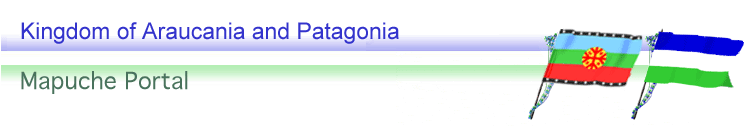 Kingdom of Araucania and Patagonia title and blue and green colour strip